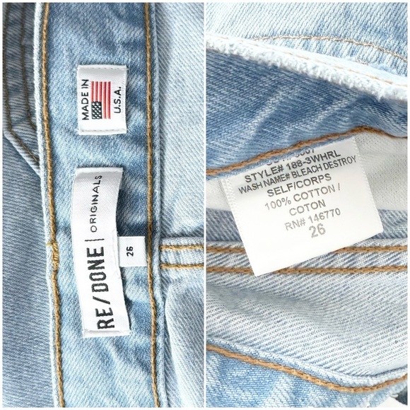 NWT RE/DONE 90s High Rise Light Wash Distressed Denim Loose Straight Leg Jean 26 - Picture 11 of 14